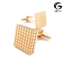 iGame Men's Fashion Cuff Links Rose Gold Plating Brass Material Classical Check Design Business Suit Accessaries Free Shipping 2024 - buy cheap
