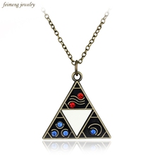 Hot Sale Anime Jewelry The Legend of  Triforce Necklace Triangle Otaku Pendant Bronze Plated Vintage Accessories 2024 - buy cheap