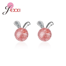 Sweet Korean Style Romantic Pink Opal 925 Sterling Silver Stud Earrings For Lover/Girlfriend/Daughter Gift High Quality 2024 - buy cheap