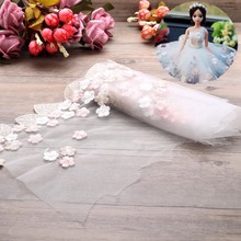 1 yardas de encaje bordado 3D, recorte de encaje Floral de tul, tela de cinta, bordado de flores, costura de corte para boda, tela de vestido 2024 - compra barato