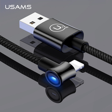 USAMS Smart Auto Power off Phone Cable for iPhone 7 X XR XS 2A Fast Charging&Data Sync Disconnect USB Cable L Bending Data Cord 2024 - buy cheap