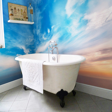 Самоклеящиеся Настенные обои на заказ для ванной комнаты, Настенные обои из ПВХ с рисунком ярких облаков, водонепроницаемые обои для ванной комнаты 2024 - купить недорого