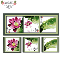 Joy Sunday H008(1)(2)(3)(4) 14CT 11CT Counted and Stamped Lotus Home Decoration Seasons Cross Stitch kits 2024 - buy cheap