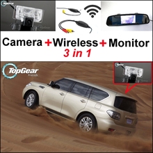 Câmera traseira + receptor sem fio + monitor espelho, 3 em 1, sistema de estacionamento fácil, faça você mesmo, para nissan real patrol 2010 ~ 2015 2024 - compre barato