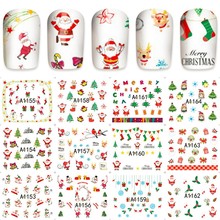 12 sheets Christmas Water Transfer Nail Art Decals Stickers nail Sticker Decorations manicure  tools  tools  Santa Claus snowman 2024 - buy cheap