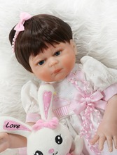 cute little girl doll all Silicone Dolls toys 47cm bebe Reborn Baby Dolls real Imitating baby Newborn Doll with white dress gift 2024 - buy cheap