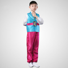 Crianças Traje Nacional Coreano Masculino Tradicional Hanbok Coreano 3 PCS Crianças Roupas Nacionais Asiáticos para Performance de Palco 18 2024 - compre barato