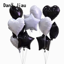 Juego de globos de aluminio de pentagrama blanco y negro para decoración de fiesta de cumpleaños, globos de juguete para niños, 18 pulgadas, 20 unids/set 2024 - compra barato