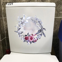 ZTTZDY 22.5*22.2CM Watercolor Wreath Flower Toilet Seat Stickers Home Wall Decal Decoration T2-0548 2024 - buy cheap