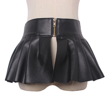 Fashion unique female leather belt skirt accessories black dress Ruffled skirt waist wide sealing for women leather belts punk 2024 - buy cheap