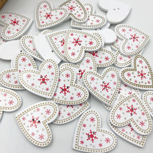 Hot Sale 20pcs Cute XMAS Christmas Decor Sewing Scrapbook DIY Craft Wooden Buttons Heart Shape WB548 2024 - buy cheap