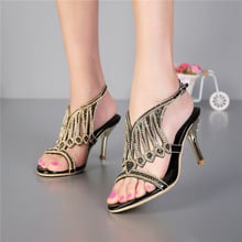Female Shoes Summer New Diamond With Ladies Black High Heeled Sandals Women Comfortable Casual Sandal 2024 - buy cheap