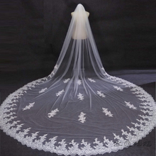 2016 new hot Lace Long Wedding Bridal Veil Cathedral 3m Metro Accessories White Ivory Mantilla Veil Muslim Voile Mariage Velos 2024 - buy cheap