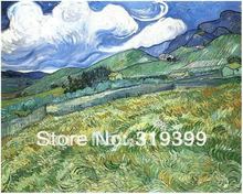 Oil Painting Reproduction on linen canvas,Mountainous Landscape Behind Saint Paul Hospital BY van gogh, 100% handmade, 2024 - buy cheap