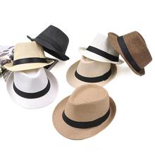 Модная Солнцезащитная шляпа для родителей и детей, шляпа от солнца с бантом, соломенная Кепка унисекс ручной работы, пляжная шляпа с большими полями, Повседневная летняя кепка, британский джаз, шляпа 2024 - купить недорого