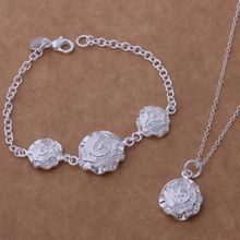 Silver plated jewelry sets, silver jewelry set beautiful flower fine fashion

 Bracelet Necklace /VPKZOOHS 2024 - buy cheap