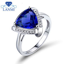 Gorgeous Trillion 7mm Natural Tanzanite In Solid 18Kt White Gold Fantastic Engagement Ring WU0103 2024 - buy cheap