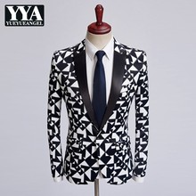 Blazer de manga larga con estampado para hombre, traje ajustado con un solo botón, M-5XL talla grande, color blanco y negro, a la moda, novedad 2024 - compra barato