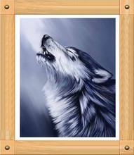 Bordado artesanal de lobo, kit para bordado, pintura decorativa de padrão animal lobo 2024 - compre barato