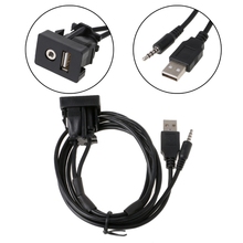 OOTDTY  1M Car Dash Flush Mount USB Port Auto Boat 3.5mm AUX USB Extension Cable Adapter-m15 2024 - buy cheap