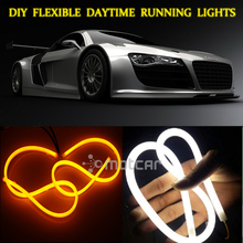 DIY 2 uds 60cm 12W blanco + amarillo Flexible faro luz diurna Switchback tira Ojo de Ángel DRL luz decorativa con señal de giro 2024 - compra barato