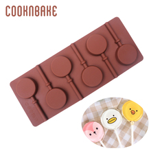 COOKNBAKE-Molde para paletas redondas de silicona, para piruletas, dulces, chocolate, 6 agujeros, forma de polo, herramienta para decorar pasteles con palo 2024 - compra barato