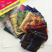 (20 pcs/lot) Wholesale Men's 100% Silk Handkerchief Luxury Geometric Floral Pocket Square Men Chest Towel Wedding Party Hankies 2024 - buy cheap