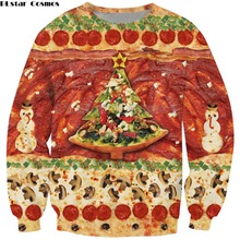Новинка 2018, Рождественская верхняя одежда PLstar Cosmos для мужчин и женщин с длинным рукавом, все, что я хочу на Рождество, свитшот с 3D-принтом пиццы и круглым вырезом 2024 - купить недорого
