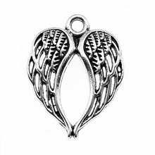 20 piezas colgantes de alas de corazón de Color plata antiguo par de alas colgantes para hacer joyas accesorios 16x21mm 2024 - compra barato