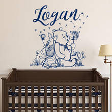 Winnie The Pooh Wall Decal Personalized Boy Name Art Vinyl Sticker For Kids Room Decoration Mural Nursery Bedroom Decor W545 2024 - buy cheap