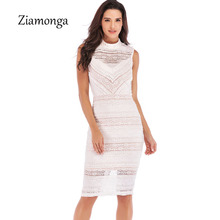 Ziamonga Elegant Lace Patchwork Bandage Dress Women Retro Tunic Slim Work Business Casual Party Pencil Dress Sexy Lace Vestidos 2024 - buy cheap