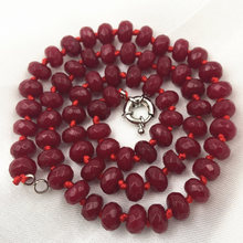 Elegant 5x8mm Natural Stone Round Beads Necklace Red Jades Chalcedony Rondelle Faceted Strand Necklaces Choker Chain 18" A607 2024 - buy cheap