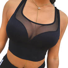 New Black Mesh Patchwork Tops Women Sexy Slim Bodycon Wrapped Chest Perspective Tank Sleeveless Crop Tops Solid Camisole 2024 - buy cheap