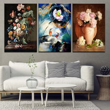 Canvas Painting Multicolor flowers and vases 3 Pieces Wall Art Painting Modular Wallpapers Poster Print living room Home Decor 2024 - buy cheap