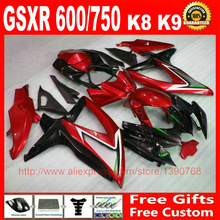 Комплект обтекателей для Suzuki GSXR600 GSXR750 08 09 10 красный черный пластиковый комплект обтекателей K8 K9 GSXR 600 750 2008 2009 GZ97 2024 - купить недорого