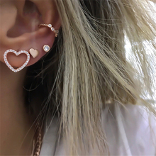 4 Pcs/Set Fashion Female Earrings Set Crystal Hollow Heart-Shaped Round Gold Earring Exquisite Women Clothes Jewelry 2024 - buy cheap