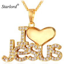 Starlord Jesus Piece Pendant Necklace Trendy Gold Color Chain Crystal Heart Necklace Women/Men Christian Jewelry P1128 2024 - buy cheap