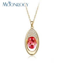 MOONROCY Free Shipping Fashion Rose Gold Color Crystal Necklace Austrian Crystal jewelry wholesale for women Gift 2024 - buy cheap