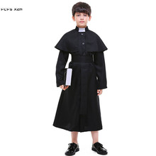 Boys Halloween Pastor Priest robe Costumes Children Catholic father Church choir Cosplays Carnival Purim stage show Party dress 2024 - buy cheap