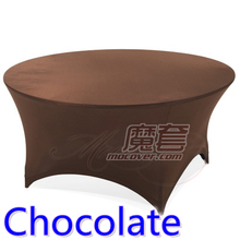 Chocolate Color Spandex Table Cover Round Lycra Stretch Table Cloth Fit 5ft-6ft Round Wedding Hotel Banquet And Party Decoration 2024 - buy cheap