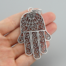 4PCS Antique Large Lucky Fatima Hand Palm Hamsa Filigree Charms Pendants for Necklace Making Jewelry Findings 74x47mm 2024 - buy cheap