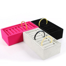 Portable Velvet Jewelry Ring Earring Insert Display Cufflinks Organizer Box Wooden Flat Stackable Tray Holder Storage Showcase 2024 - buy cheap