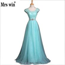 Fashion Blue Lace Evening Dress Bridal Banquet Party Elegant Long Prom Dresses Plus Size Mother Of The Bride Dresses 2024 - buy cheap