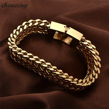 choucong Male Hiphop 316L Stainless Steel bracelet Length 20/22cm Gold color popcorn chain bracelets for men Rock Jewerly 2024 - buy cheap