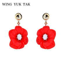 wing yuk tak Trendy Red Imitation Flower Earrings For Women Boho Charms Resin Earrings Jewelry Wholesale 2024 - buy cheap