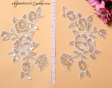 5 Pairs Off White Cloth Patch Embroidery Corded Sequin Lace Applique Patch Embroidery Lace Motif For Sewing Wedding Dress 2024 - buy cheap