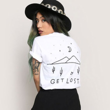Get lost-Camiseta con dibujo de Cactus para mujer, camisa de estilo grunge, estética pastel, arte gótico, informal, verano, 90 2024 - compra barato