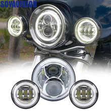 Round 7inch led headlight Passing Lamp 4.5 Inch LED Fog Lights for Harley Road Glide Road King Street Glide Lamp 2024 - buy cheap