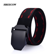 New Style  Automatic Buckle Men's Canvas Belt Metal Buckle Tactics Woven Belts Casual Pants Belts Breathable For Jeans 2024 - buy cheap