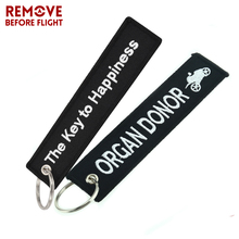 Fashion Keychain Holder for Motorcycles The Key to Happiness Key Fobs Organ Donor Key Ring Remove Before Flight Brand Key Tag 2024 - buy cheap